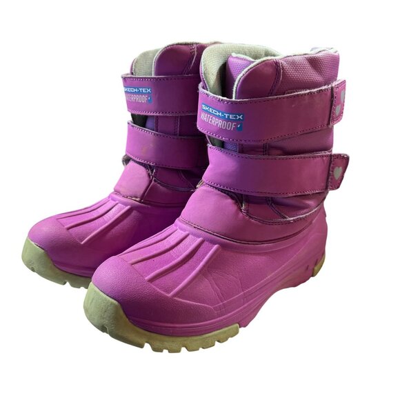 Skechers-Tex Waterproof Kids Snow Boots Size 1 Pink - Picture 1 of 10